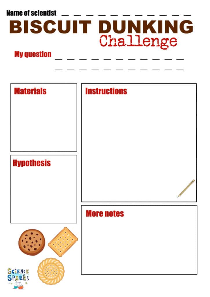 Biscuit dunking challenge experiment write up sheet