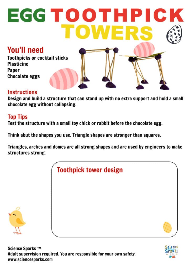 Easter STEM Challenge toothpick tower instructions