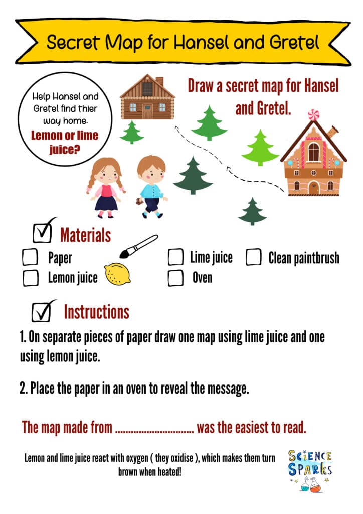 Hansel and Gretel secret map science activity