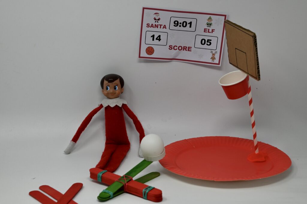 Elf basketball net and catapult