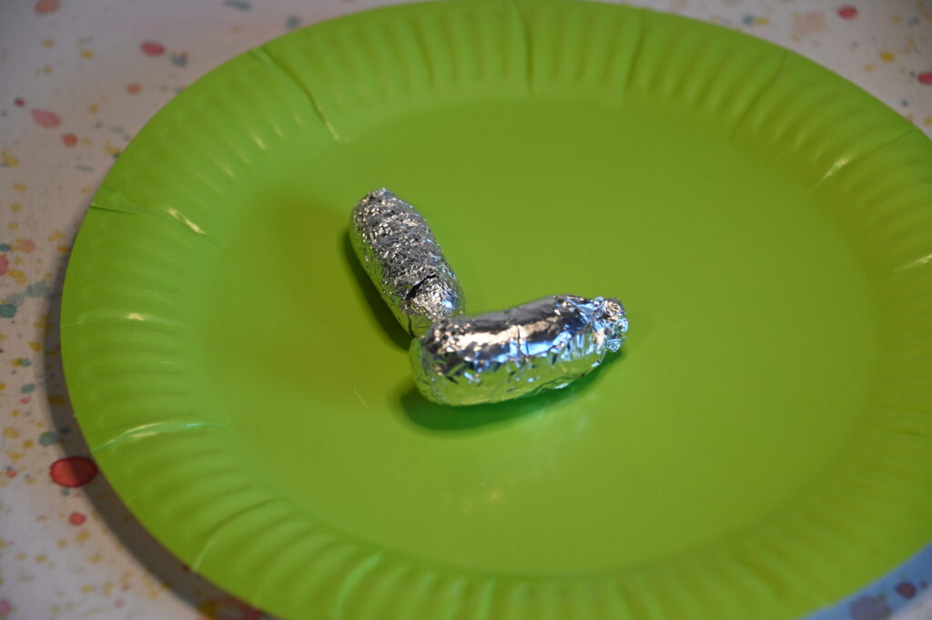 jumping bean made from a marble and foil