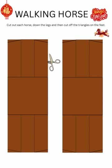 Walking horse template for a Chinese New Year science activity