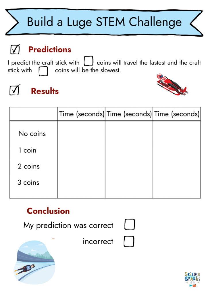 Luge STEM Challenge worksheet