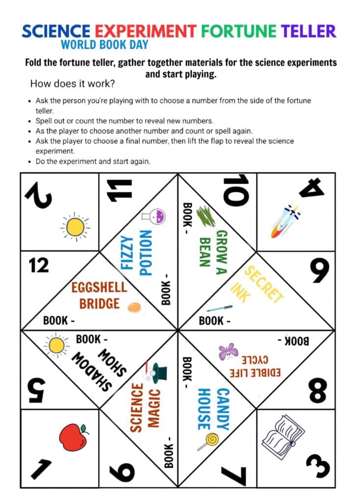 World Book Day Fortune Teller Teamplate
