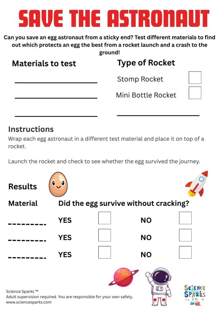 Save the astronaut STEM Challenge worksheet