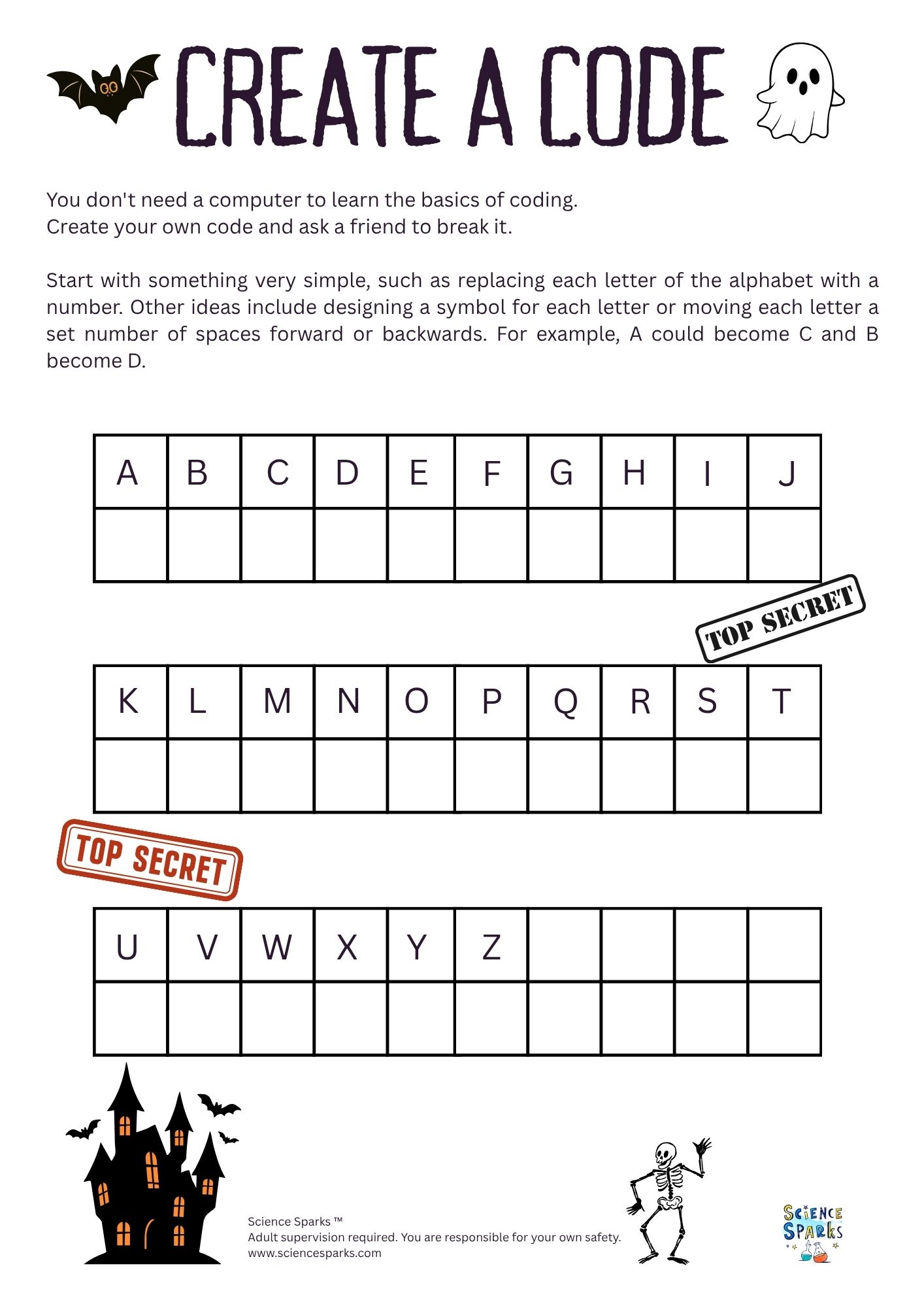 Alphabet Codee Secret Crack the Code: A Spooky Coding Activity for Kids